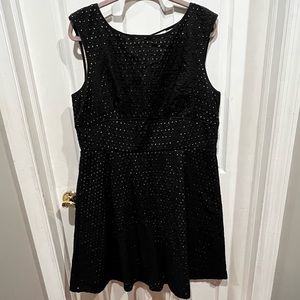 Black midi fit and flare dress with nude lining